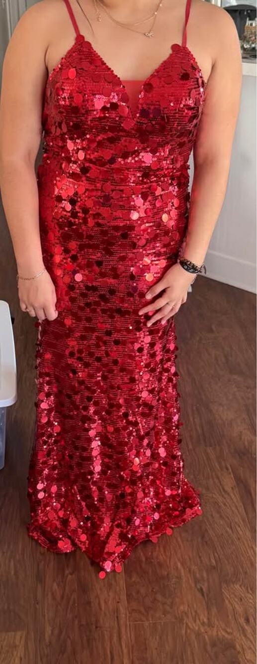 New Red Sequin Formal Dress